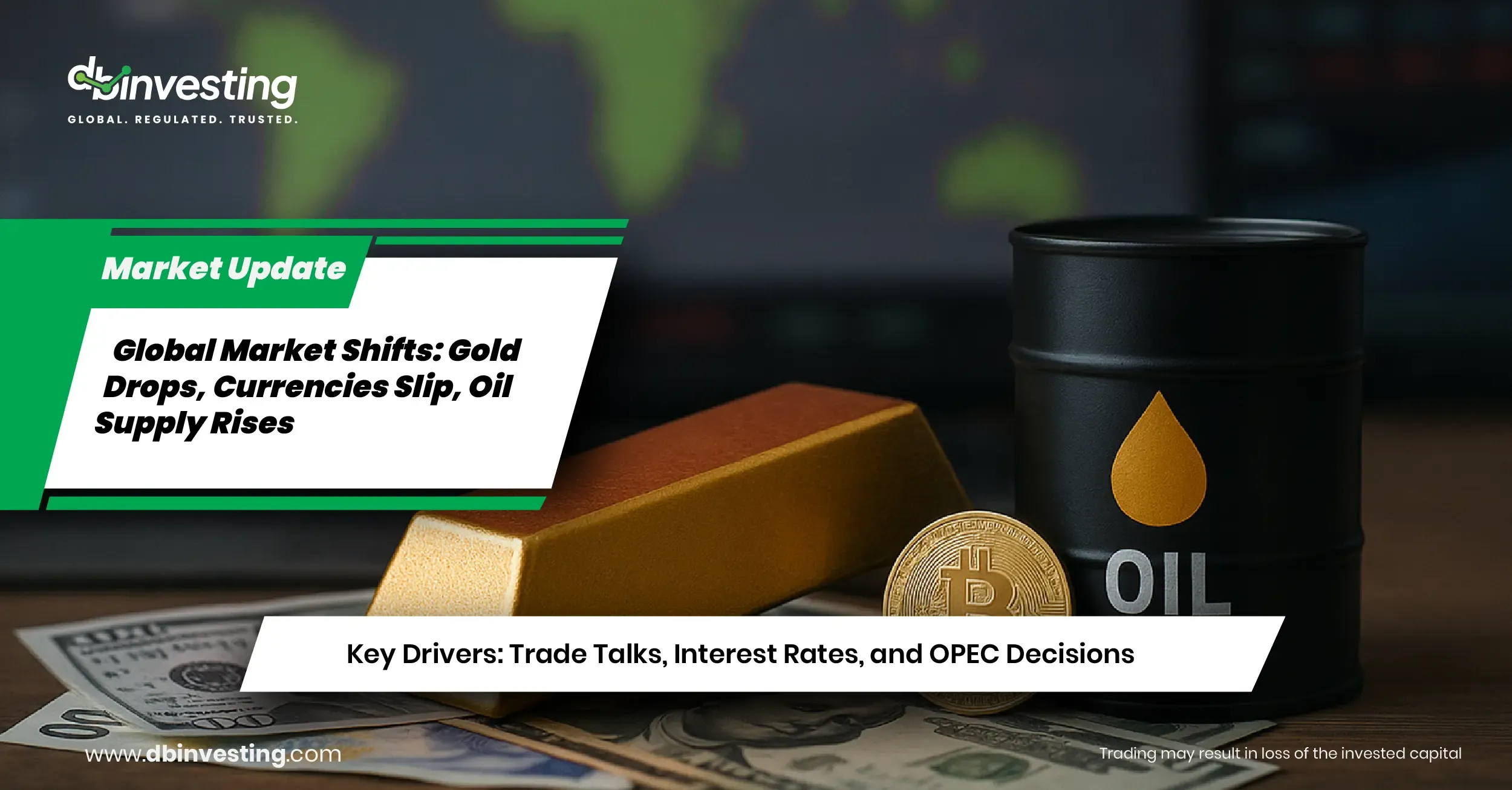 全球市场变化：黄金下跌、货币下滑、石油供应增加- DB Investing - 获奖经纪商，受FSA、FSC 和CMA 监管