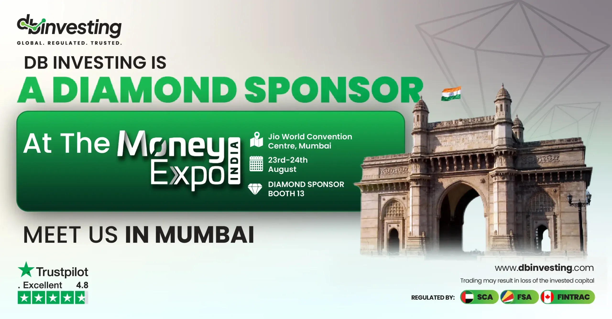 DB Investing Bergabung dengan Money Expo India 2025 sebagai Sponsor Berlian — Temui Kami di Mumbai (Booth #13)