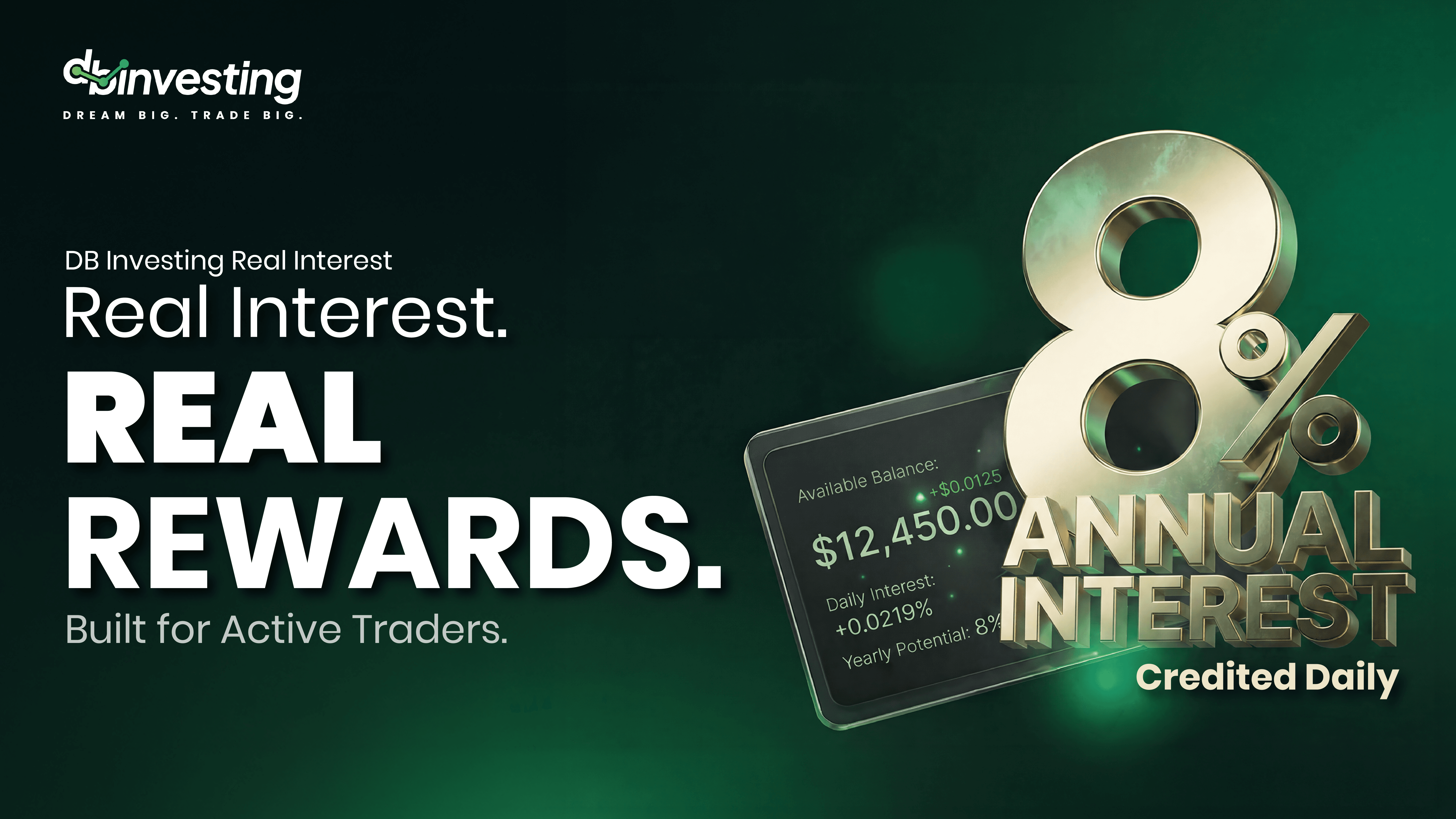 Gana un 8% anual en tu cuenta de trading — acreditada diariamente, cada día que operes 